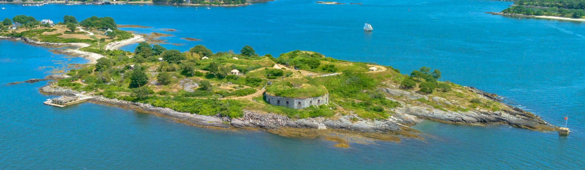 an island in the middle of a body of water